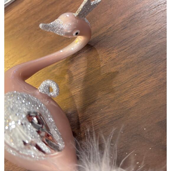 Pink Swan Hand Blown Glass Christmas Ornament - Picture 9 of 13